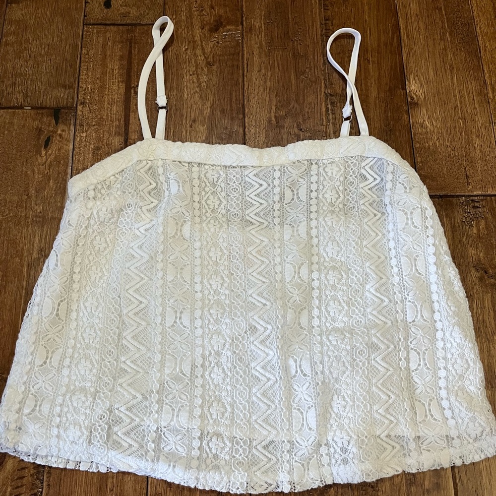 Hollister White Lace Crop Top Cami Medium